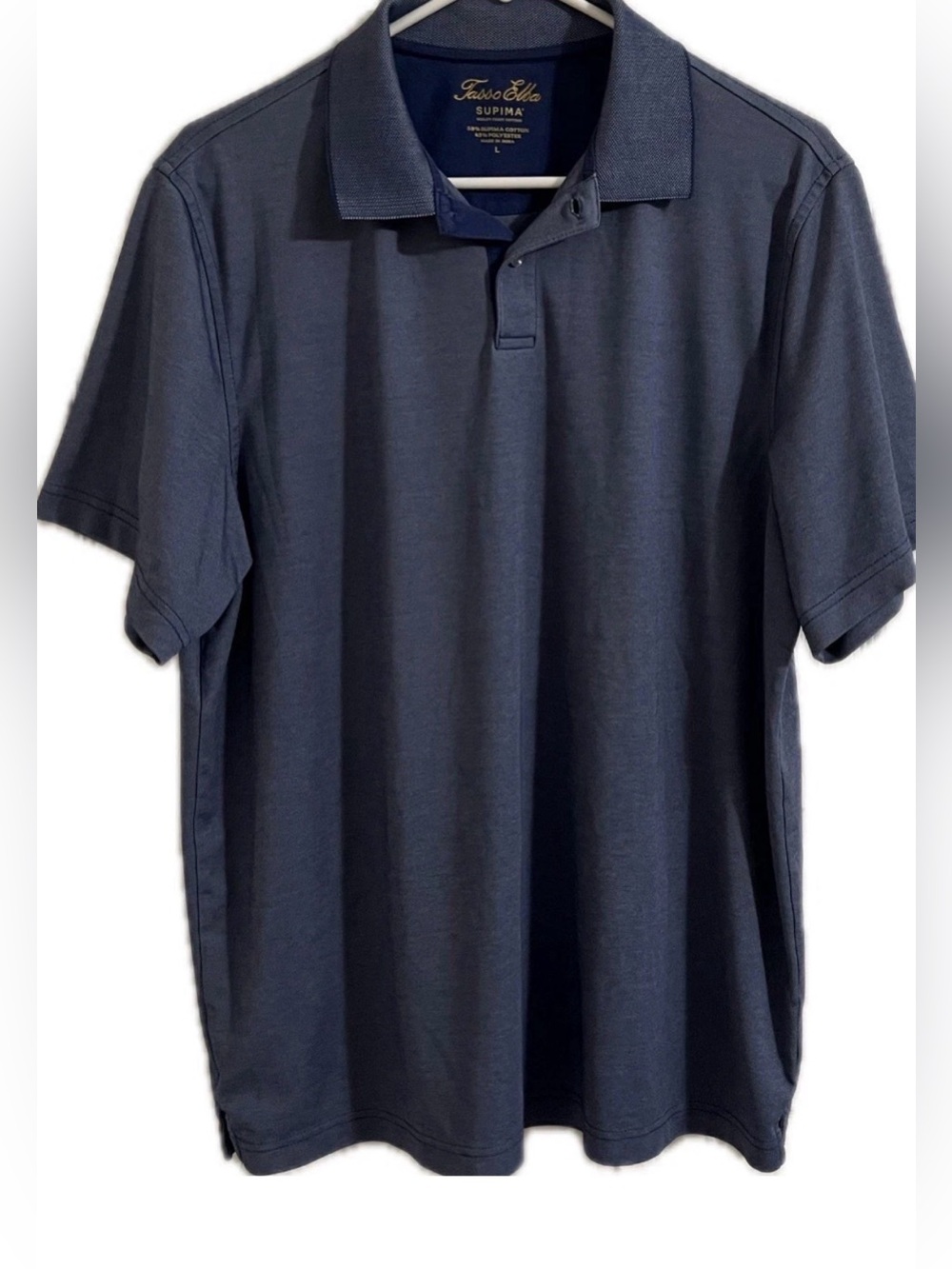 Tasso Elba Supima Men’s Blue Polo Shirt Size Large